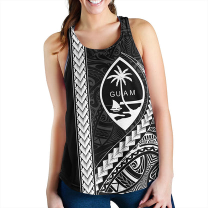 Guam Women Tank Tribal Micronesian Coat Of Arms Gray