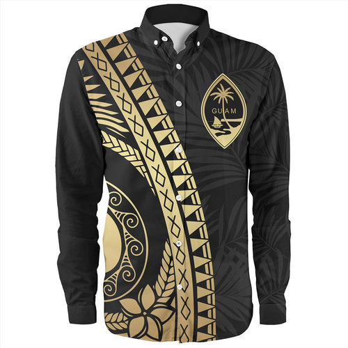 Guam Long Sleeve Shirt Tribal Pattern Golden