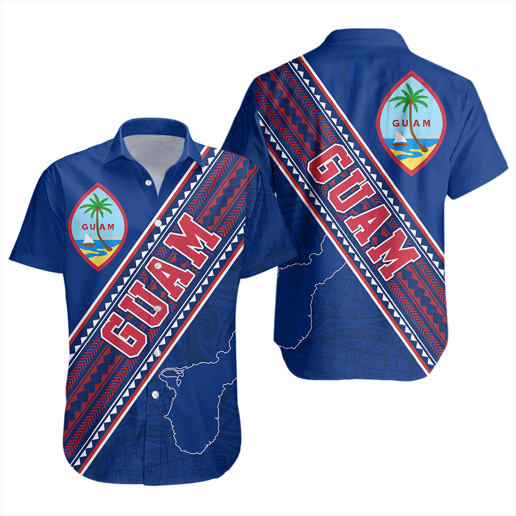Guam Short Sleeve Shirt Flag And Coat Of Arms