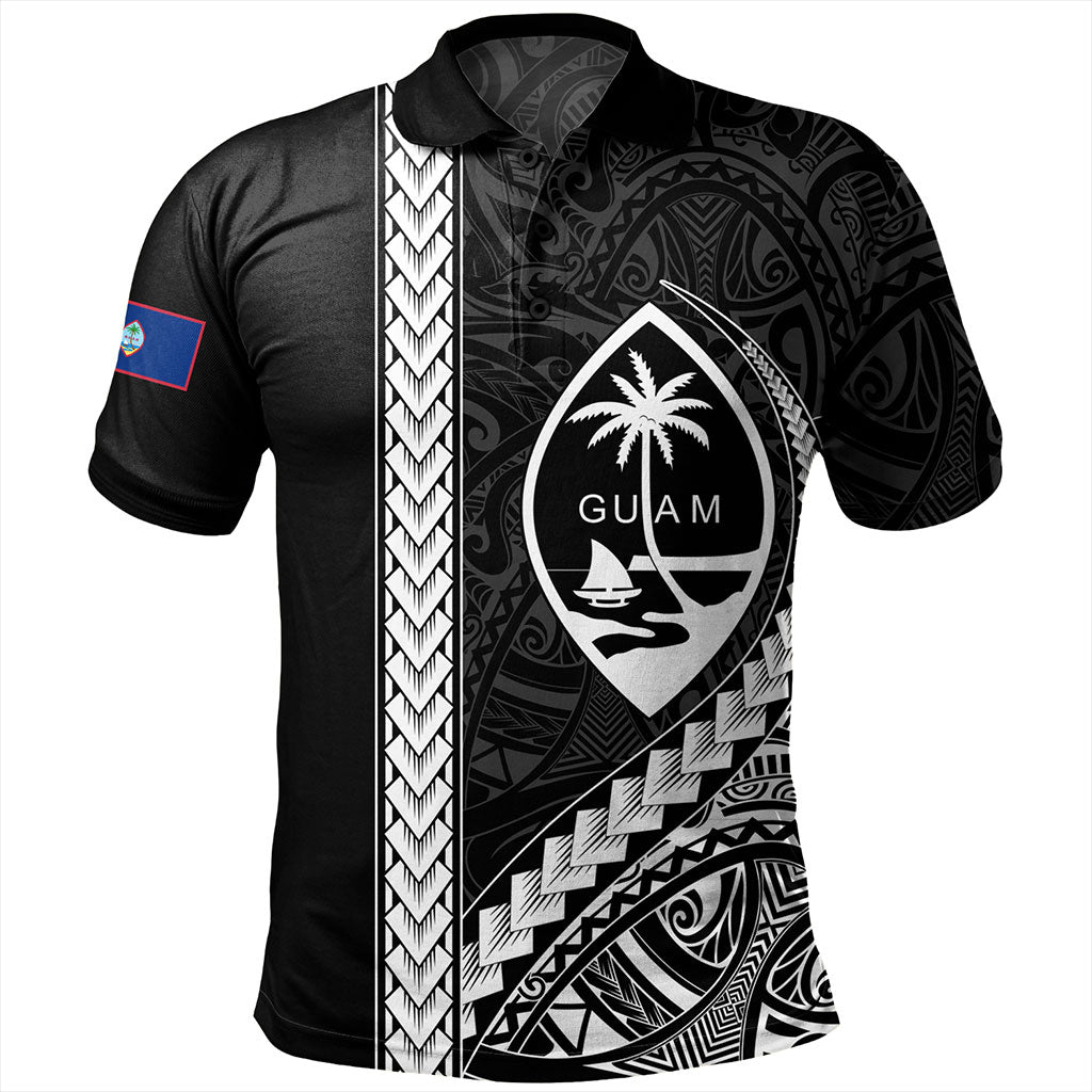 Guam Polo Shirt Tribal Micronesian Coat Of Arms Gray
