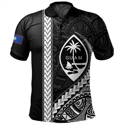 Guam Polo Shirt Tribal Micronesian Coat Of Arms Gray