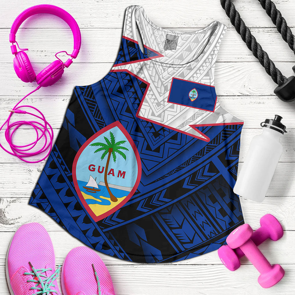 Guam Women Tank Polynesian Tattoo Flag And Coat Of Arms