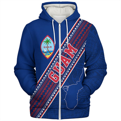 Guam Sherpa Hoodie Flag And Coat Of Arms