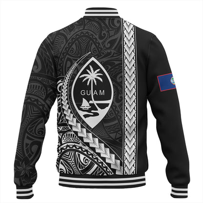 Guam Baseball Jacket Tribal Micronesian Coat Of Arms Gray