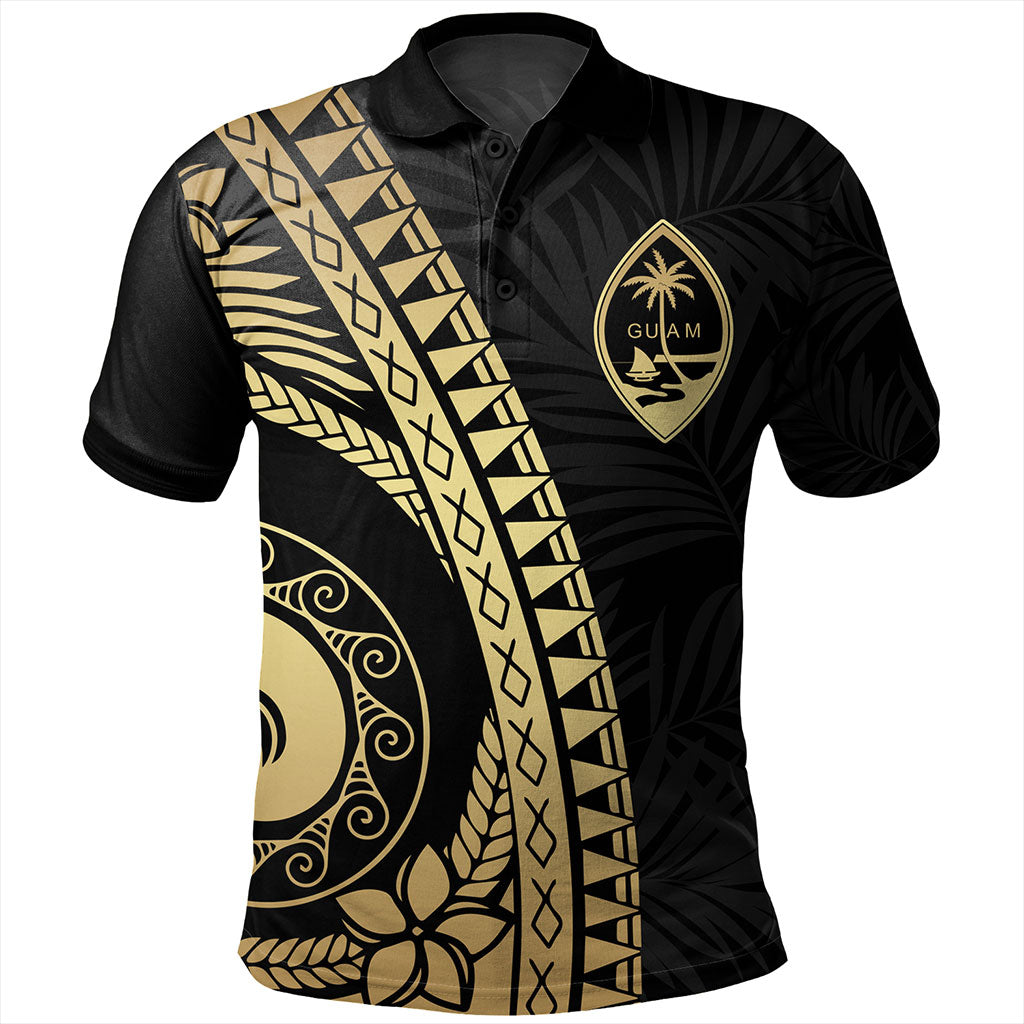Guam Polo Shirt Tribal Pattern Golden