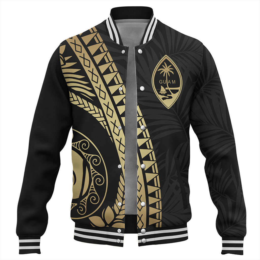 Guam Baseball Jacket Tribal Pattern Golden