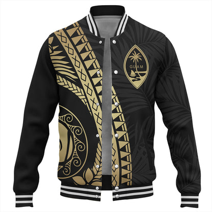 Guam Baseball Jacket Tribal Pattern Golden