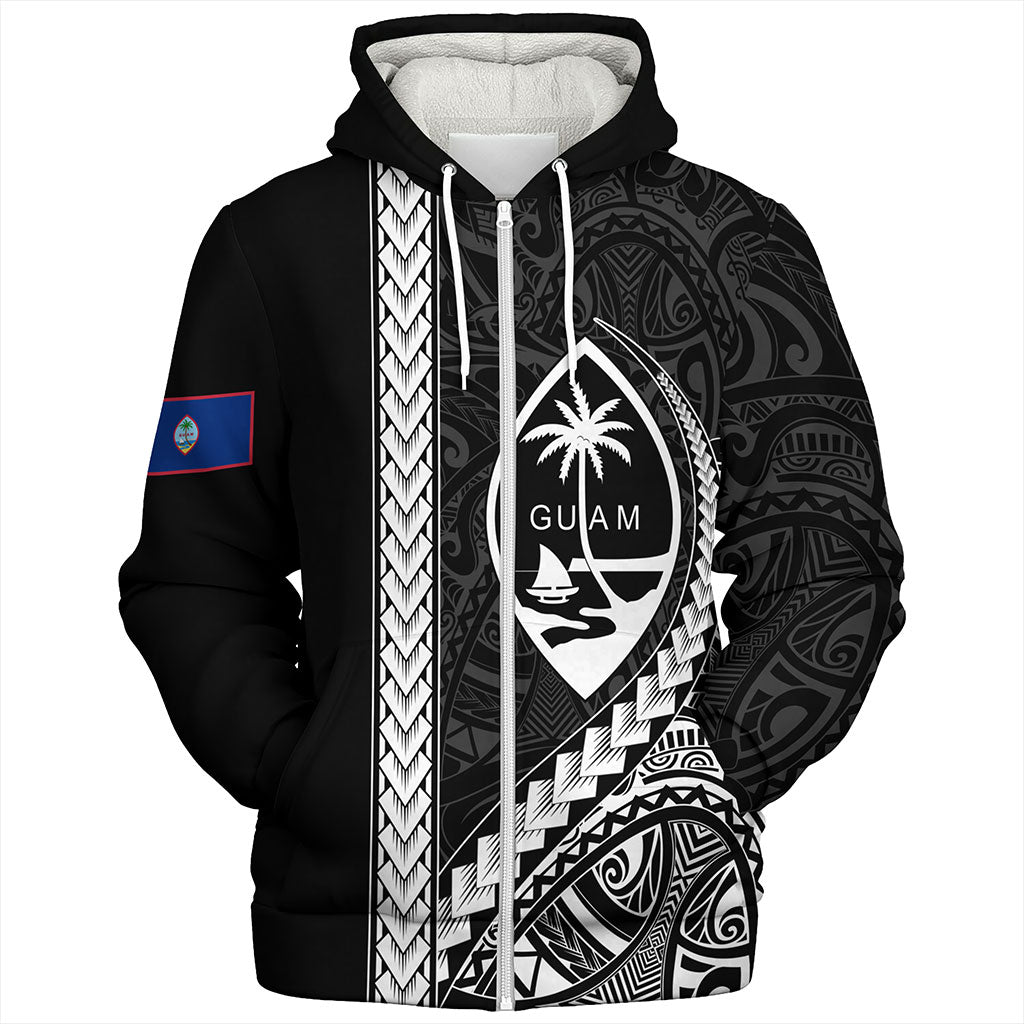 Guam Sherpa Hoodie Tribal Micronesian Coat Of Arms Gray