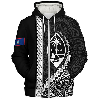 Guam Sherpa Hoodie Tribal Micronesian Coat Of Arms Gray