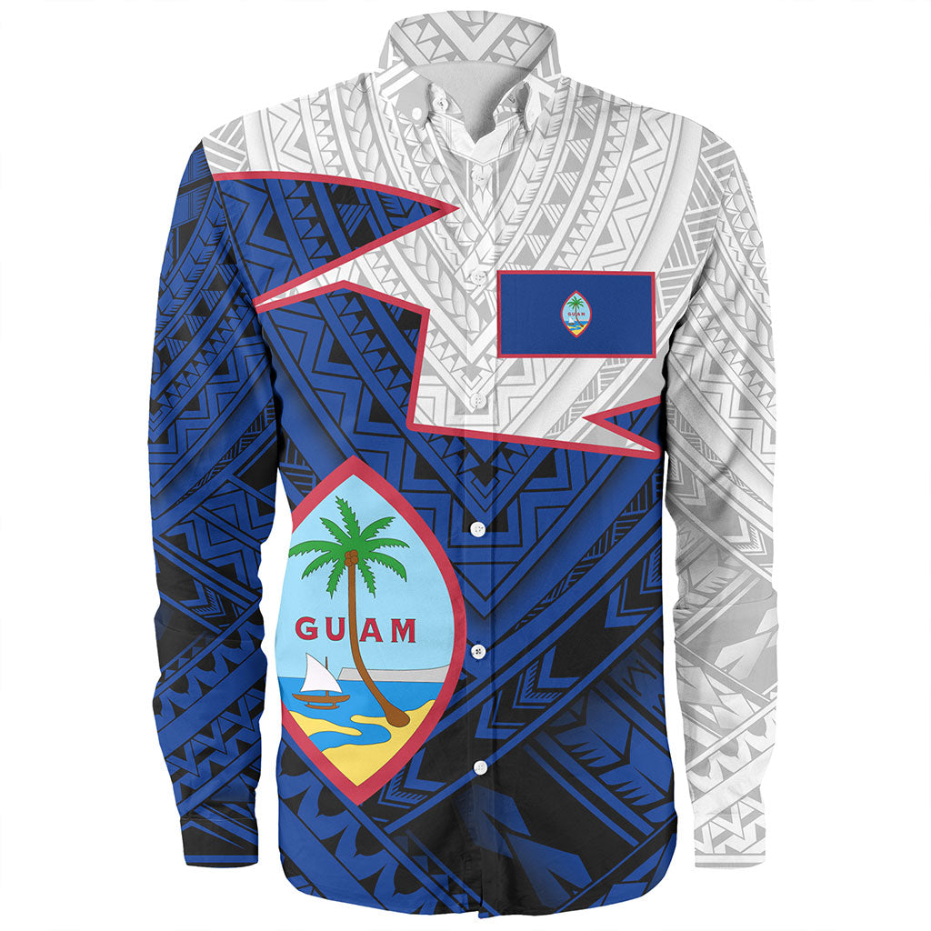 Guam Long Sleeve Shirt Polynesian Tattoo Flag And Coat Of Arms