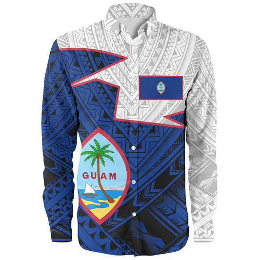 Guam Long Sleeve Shirt Polynesian Tattoo Flag And Coat Of Arms