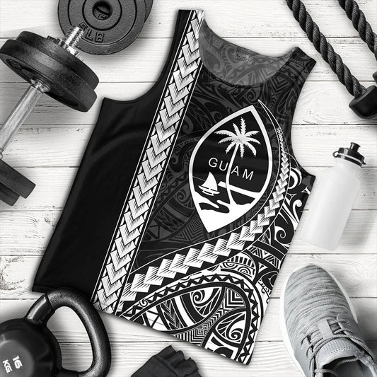 Guam Tank Top Tribal Micronesian Coat Of Arms Gray
