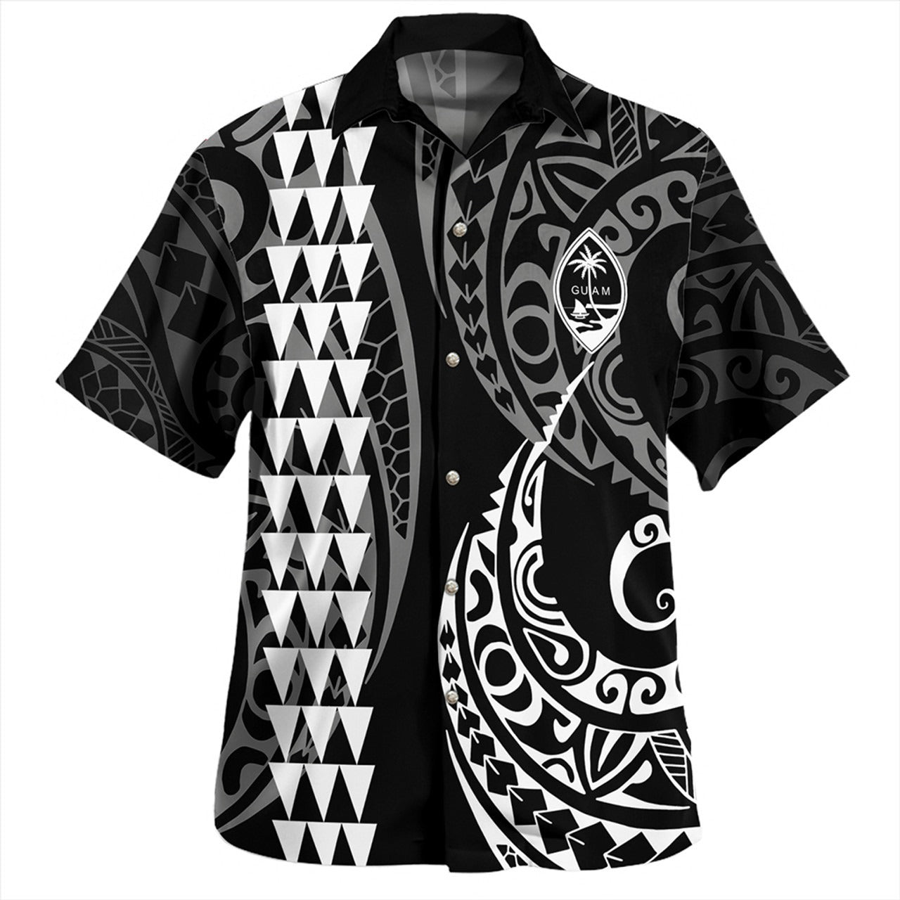 Guam Combo Puletasi And Shirt Kakau Style White
