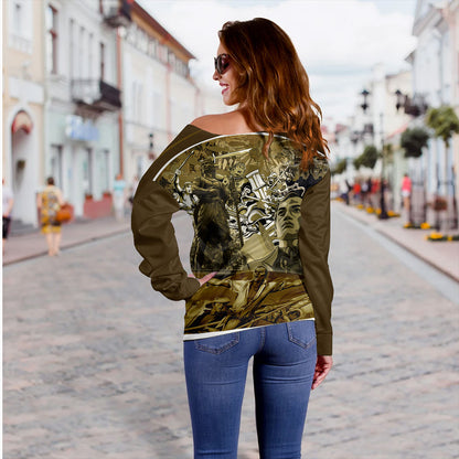 Philippines Filipinos Off Shoulder Sweatshirt National Heroes Background