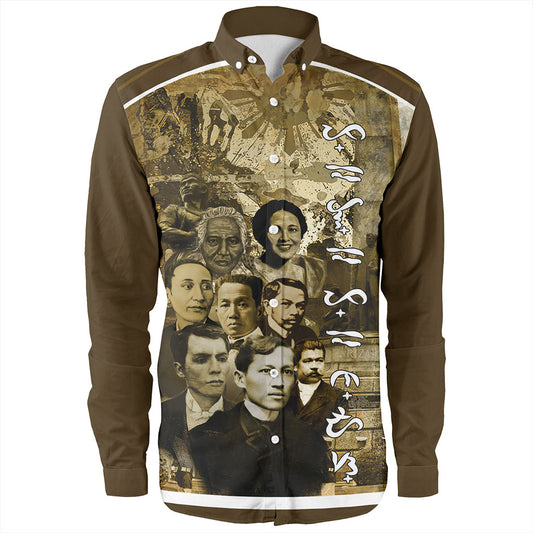 Philippines Filipinos Long Sleeve Shirt National Heroes Background