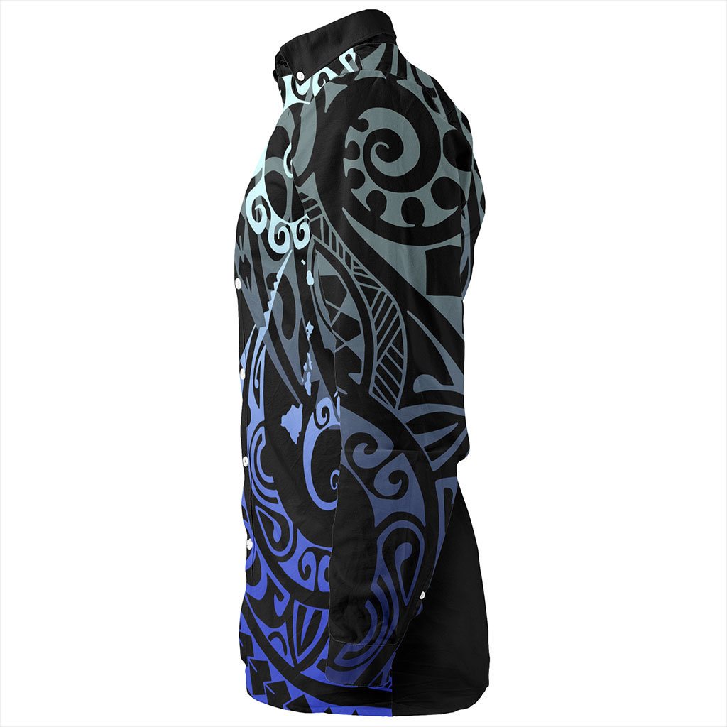 Hawaii Long Sleeve Shirt Map Kakau Style