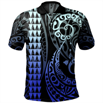 Hawaii Polo Shirt Map Kakau Style