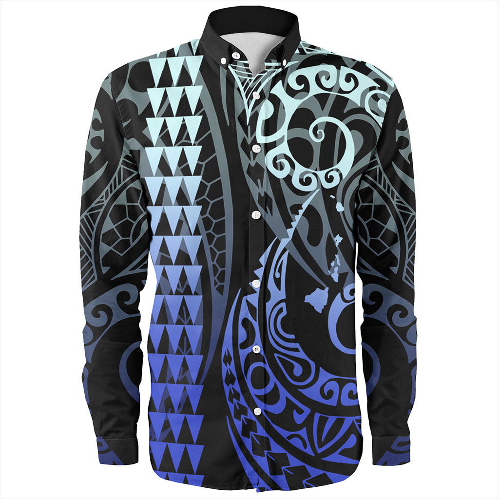 Hawaii Long Sleeve Shirt Map Kakau Style