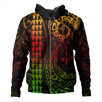 Hawaii Hoodie Map Kakau Style