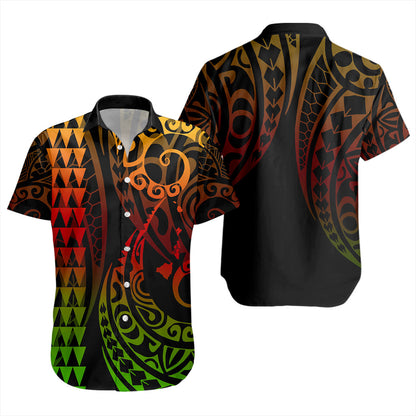 Hawaii Short Sleeve Shirt Map Kakau Style