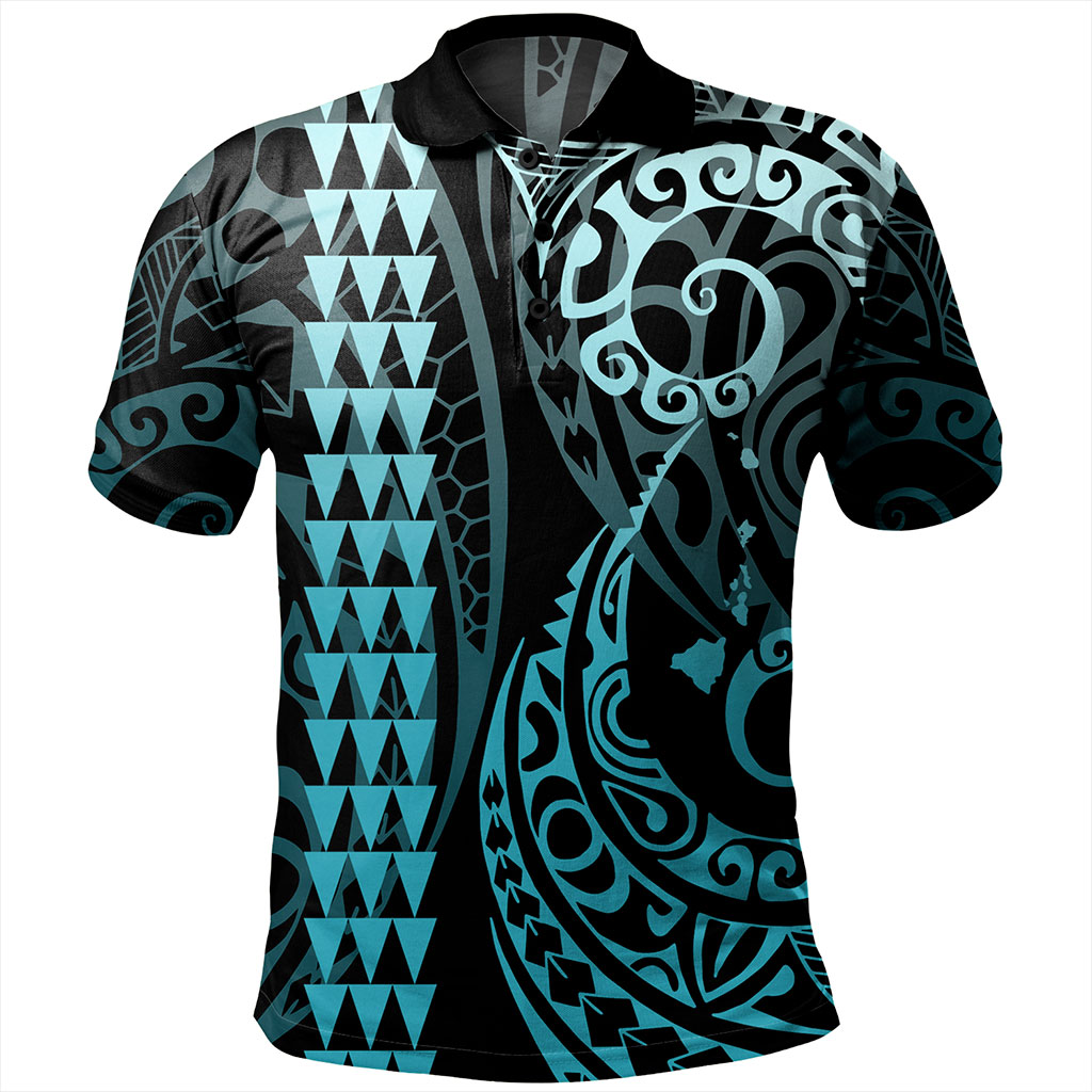 Hawaii Polo Shirt Map Kakau Style