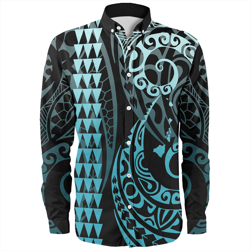 Hawaii Long Sleeve Shirt Map Kakau Style