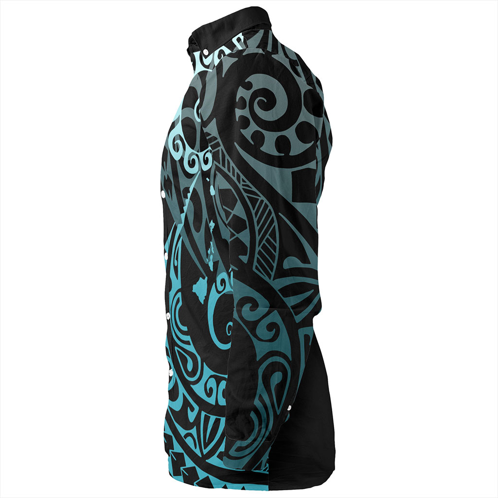 Hawaii Long Sleeve Shirt Map Kakau Style