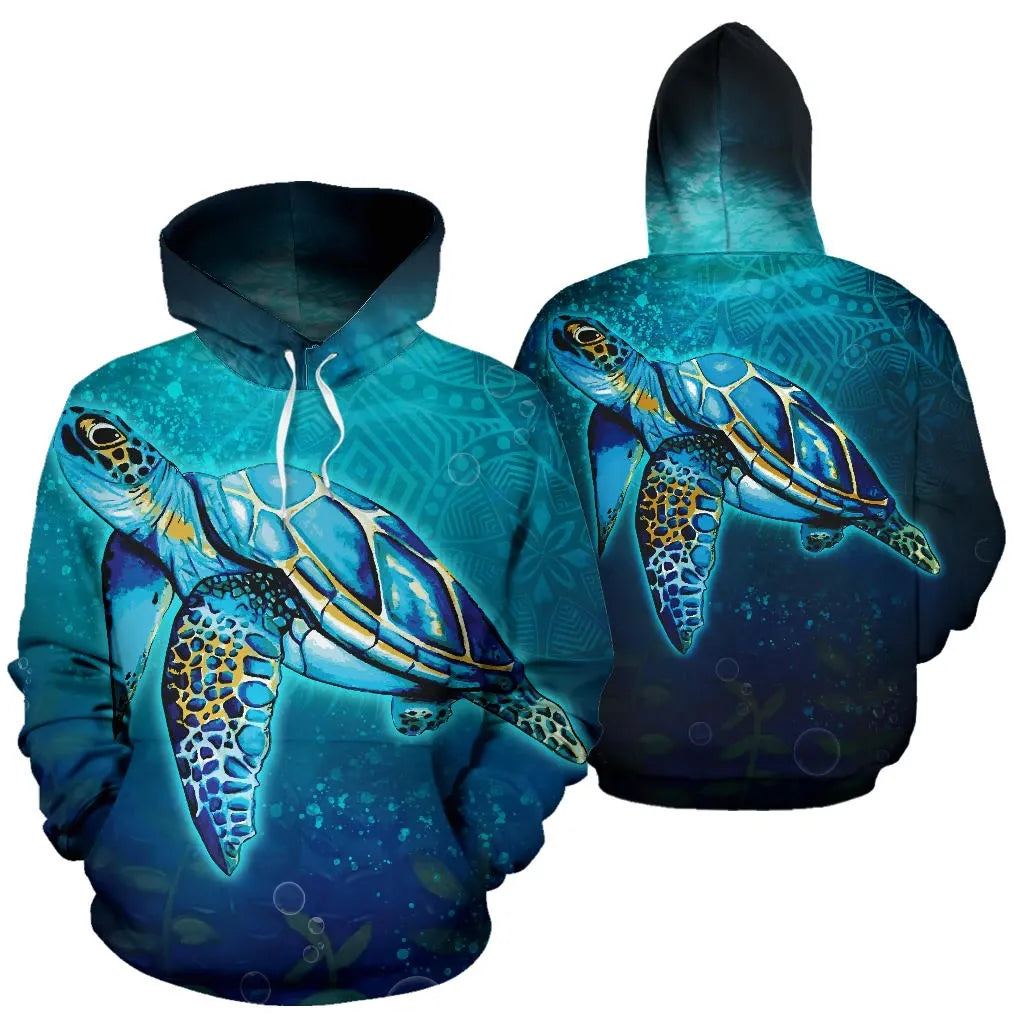 Hawaii All Over Hoodie - Turtle Under Sea