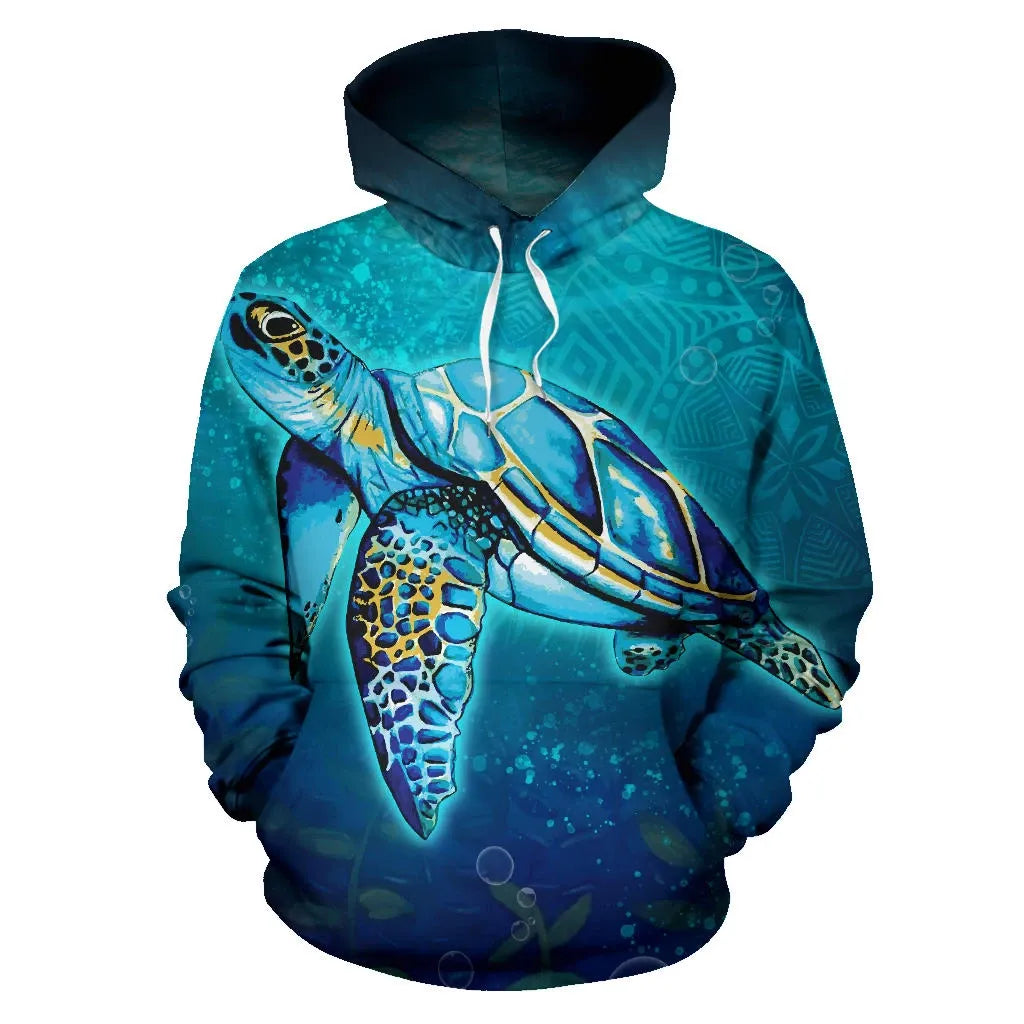 Hawaii All Over Hoodie - Turtle Under Sea