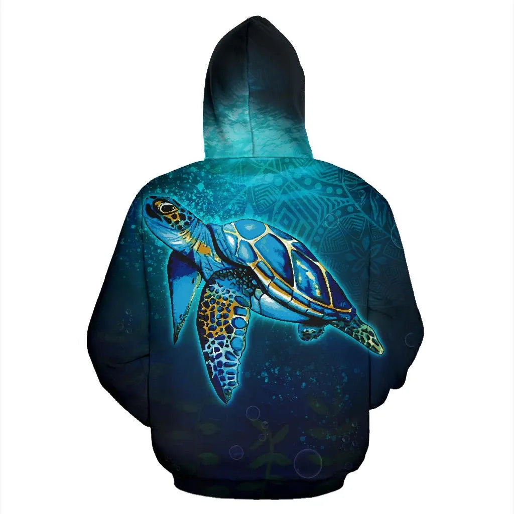 Hawaii All Over Hoodie - Turtle Under Sea