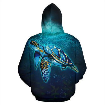 Hawaii All Over Hoodie - Turtle Under Sea