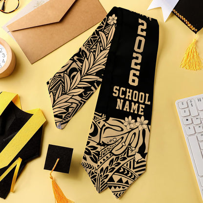 Hawaii Graduation Stole Aloha Map Tribal Fabric