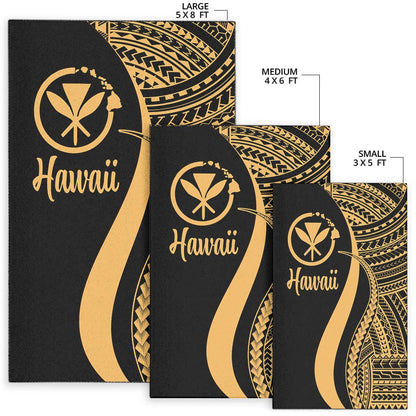 Hawaii Area Rug - Gold Polynesian Tentacle Tribal Pattern