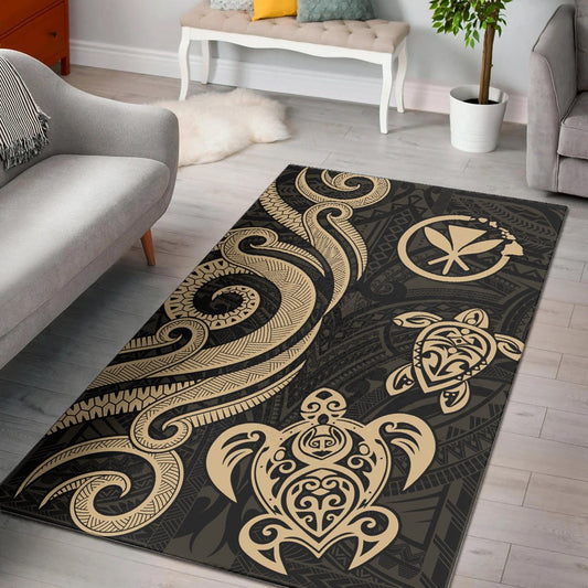 Hawaii Area Rug - Gold Tentacle Turtle