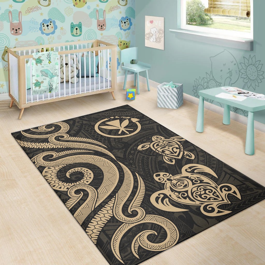Hawaii Area Rug - Gold Tentacle Turtle
