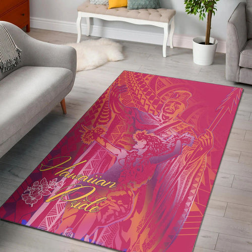 Hawaii Area Rug - King Of Hawaii With Hawaiian Girls Pink Version