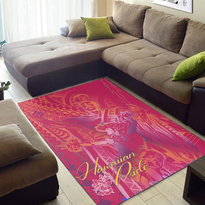Hawaii Area Rug - King Of Hawaii With Hawaiian Girls Pink Version