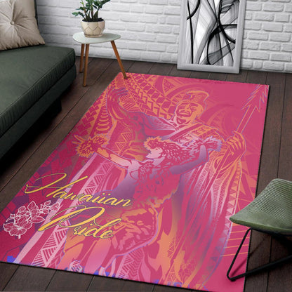 Hawaii Area Rug - King Of Hawaii With Hawaiian Girls Pink Version