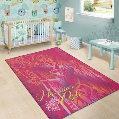 Hawaii Area Rug - King Of Hawaii With Hawaiian Girls Pink Version