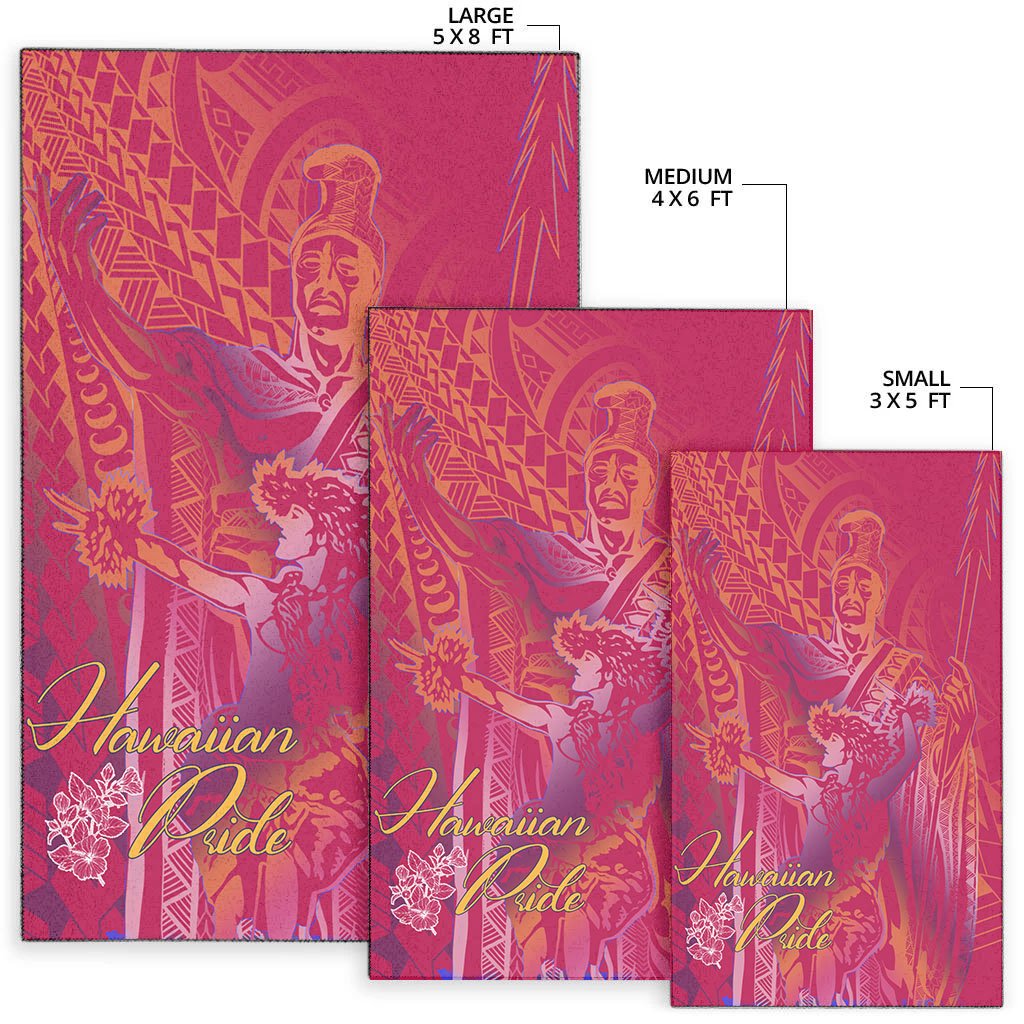 Hawaii Area Rug - King Of Hawaii With Hawaiian Girls Pink Version