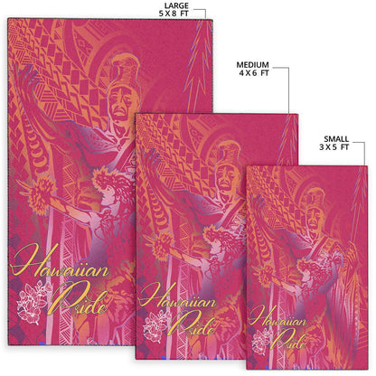 Hawaii Area Rug - King Of Hawaii With Hawaiian Girls Pink Version