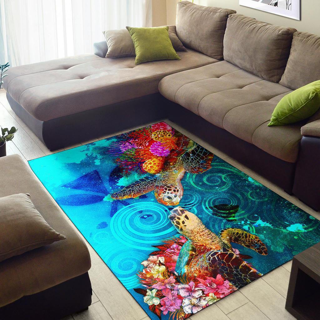 Hawaii Area Rug - Sea Turtle Coral Treasure
