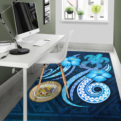 Hawaii Area Rug -Turtle and Tribal Tattoo Of Polynesian