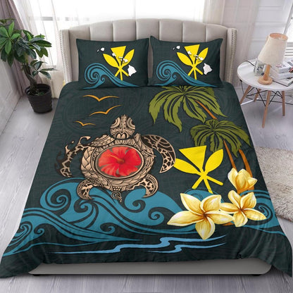 Polynesian Duvet Cover Set - Hawaii Bedding Set Coat Of Arm Turtle Hibiscus