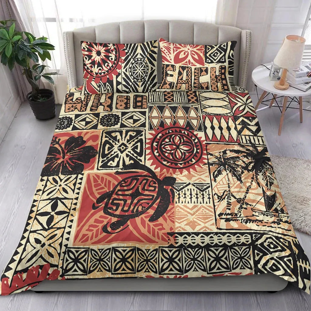 Hawaii Bedding Set - Hawaiian Style Tribal Fabric Patchwork