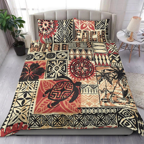 Hawaii Bedding Set - Hawaiian Style Tribal Fabric Patchwork