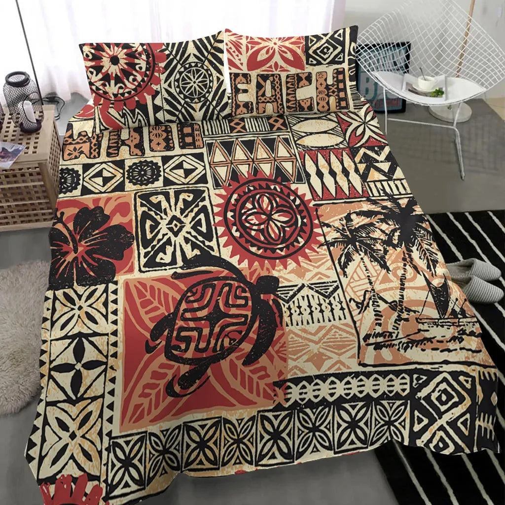 Hawaii Bedding Set - Hawaiian Style Tribal Fabric Patchwork
