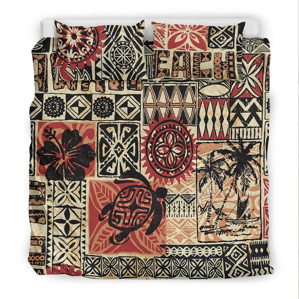 Hawaii Bedding Set - Hawaiian Style Tribal Fabric Patchwork