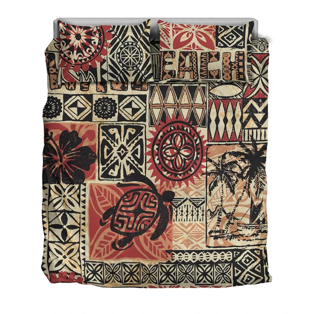 Hawaii Bedding Set - Hawaiian Style Tribal Fabric Patchwork