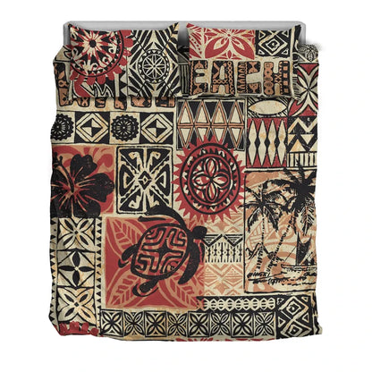 Hawaii Bedding Set - Hawaiian Style Tribal Fabric Patchwork